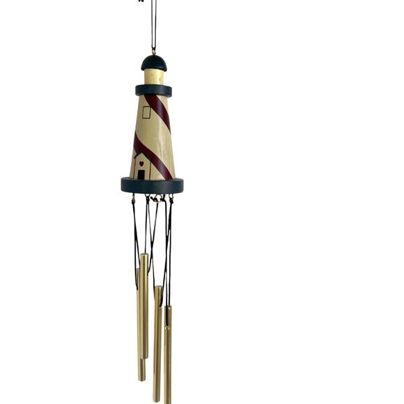 Lighthouse-Themed Wind Chime Brass Tubes & Hand-Painted Nautical Design By NCE - Picture 5 of 9